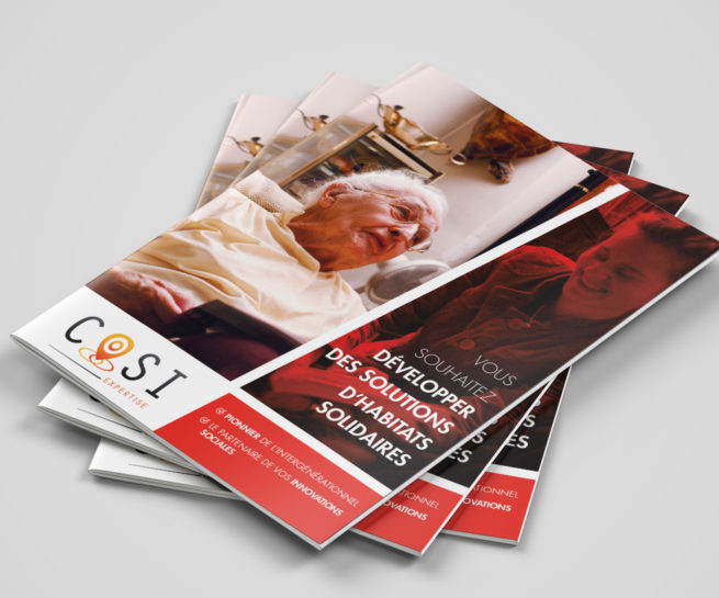 3 couvertures de la plaquette de présentation du réseau Cosi